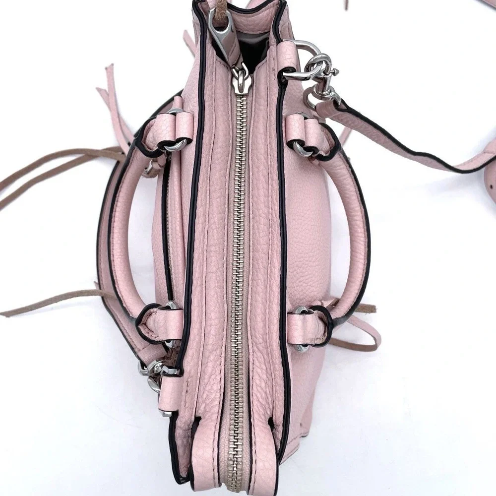 Rebecca Minkoff Women's Pink Pebbled Leather Regan Mini Satchel Handbag COA